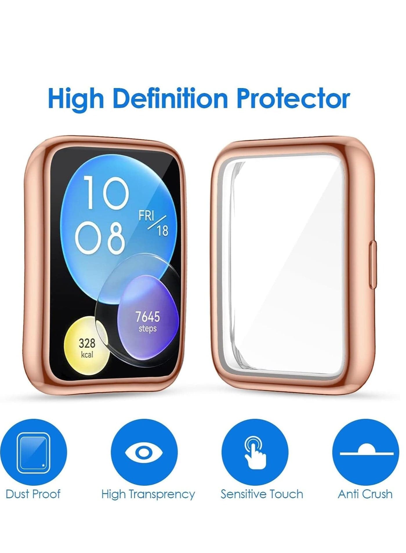 Case Compatible withHuawei Watch Fit Case All-Around Screen Protector Watch Soft TPU Shockproof Cover Slim Guard Thin Bumper Shell Protector