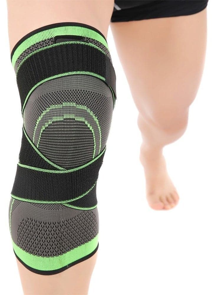 Adjustable Knee Support Brace with 3D Compression Weave and Straps – Sports Knee Pad for Men and Women, Green