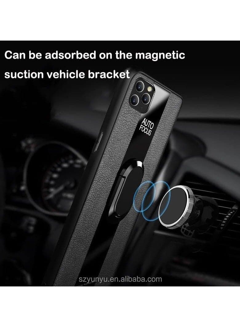 ELMO3EZZ Hard Tough Leather Magnetic Back Shockproof Drop Protection Kickstand Cover with Stand and Ring for OnePlus 9 pro (Black) (7)