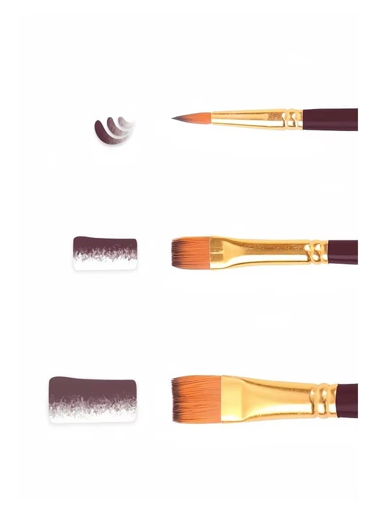 Keep Smiling 3pcs Nylon Hair Acrylic Oil Painting Artist Paint Brush for Art Drawing Painting Arts & Craft Brushes (٤)