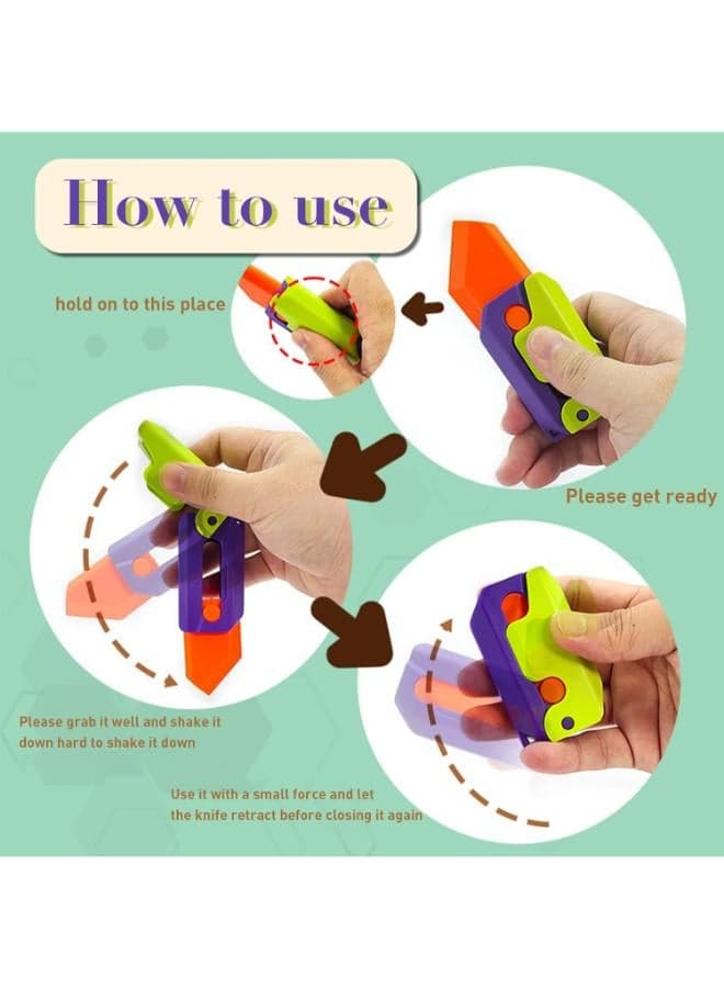 Irikdescia® 3D Printed Plastic Carrot Fidget Knife Toy for Anxiety and Stress Relief - Green Squishy Toys (7)