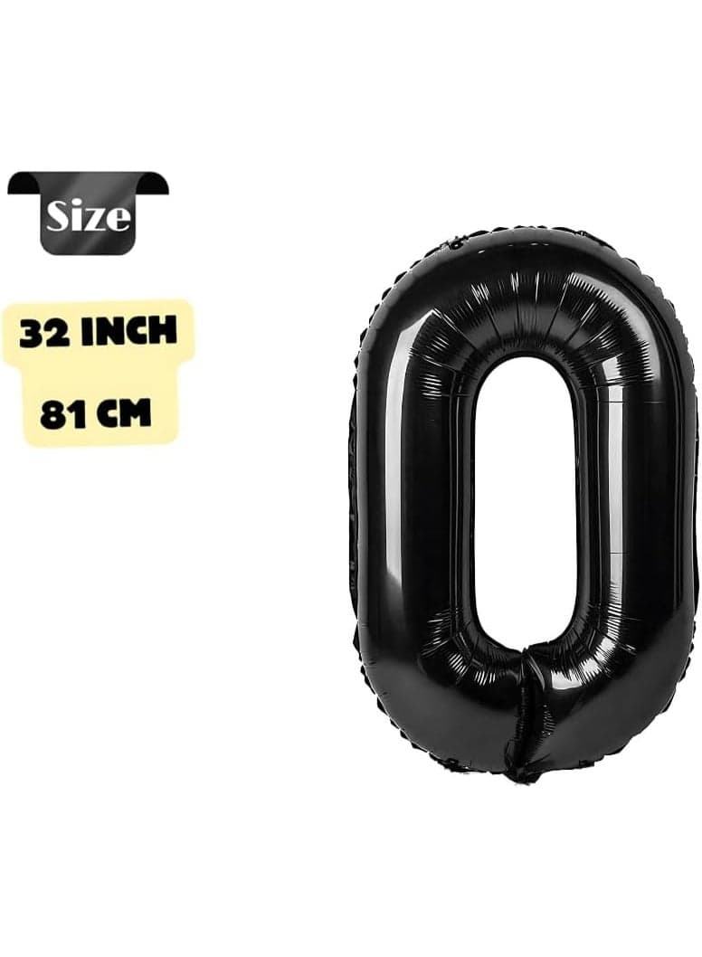 Generic 32 Inch Number 0 Foil Balloon – Black, 1 Pc | Self-Sealing & Reusable, Inflate with Helium or Air | Birthday & Event Decoration (٣)