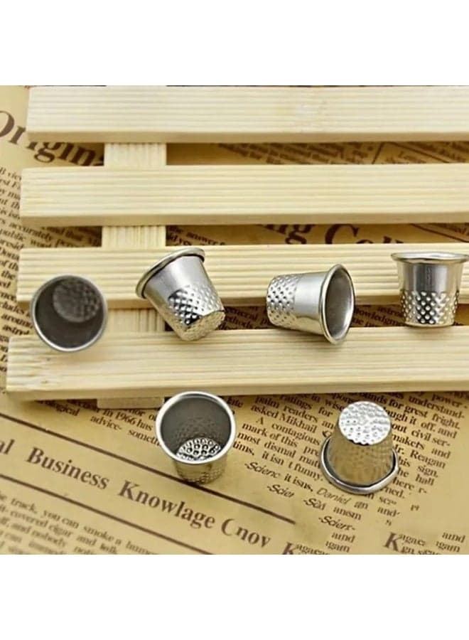 Metal sewing thimble, finger protection for embroidery and knitting, silver color Sewing Machine Accessories (٤)