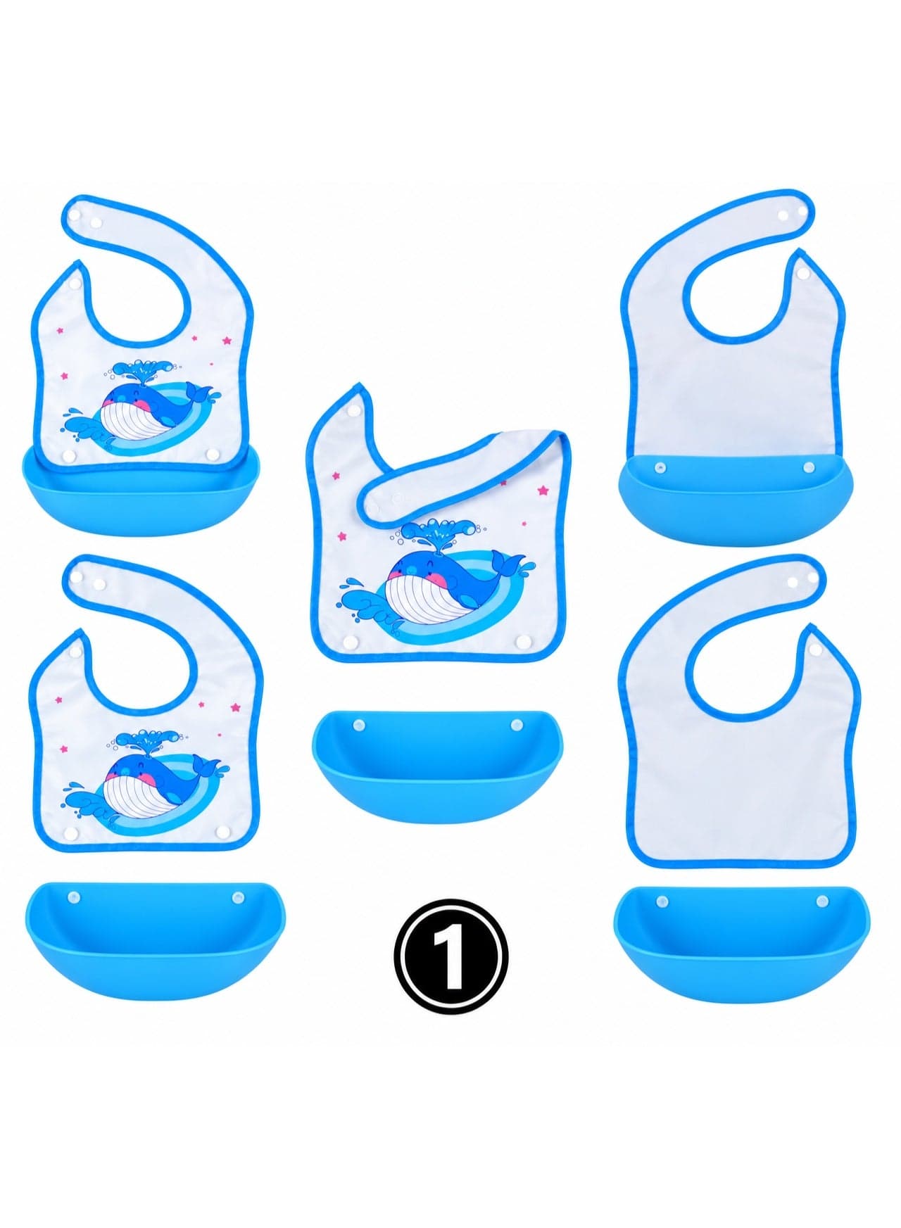Silicone Baby Feeding Bib with Deep Wide Food Catcher Pocket, Waterproof Food Grade and BPA Free, Adjustable Washable Easy Clean Foldable Bib for Boys and Girls, Meals, Snacks, Self Feeding, Travel and Everyday Use (4)