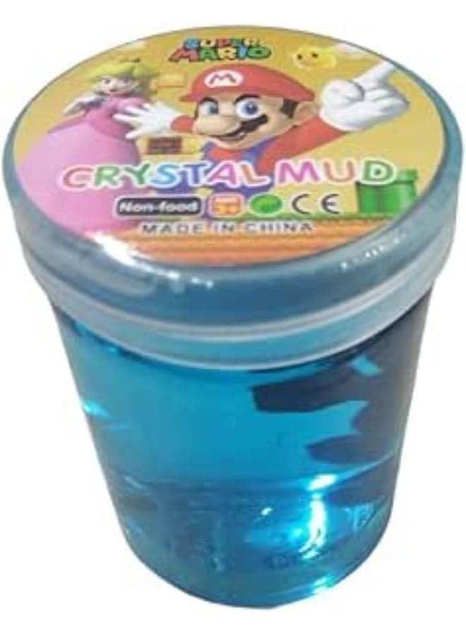طين كريستالي لزج مع شخصية طرية في برطمان بلاستيكي على طراز سوبر ماريو (أزرق) Slime & Putty Toys