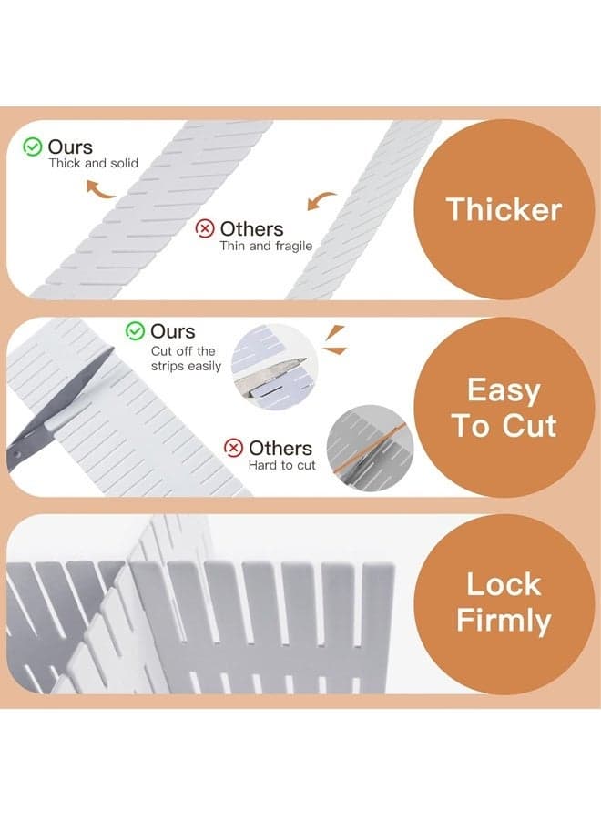4 PCS Drawer Divider Organizer, 37cm DIY Adjustable Drawer Dividers for Dresser Kitchen Office Bedroom (White) Cabinet Organizers (٣)