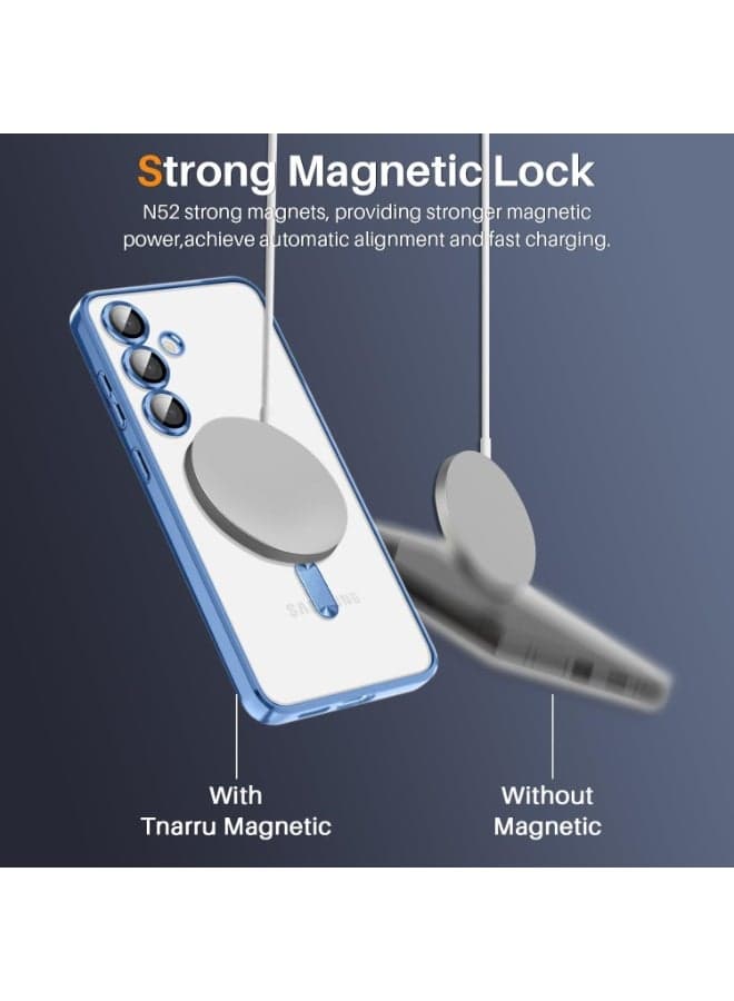 Electroplated Case For Samsung Galaxy A14 Camera Lens Full Protection Compatible with MagSafe Wireless Charging, Shockproof Soft TPU Phone Magnetic Cover (Sierra Blue) (3)