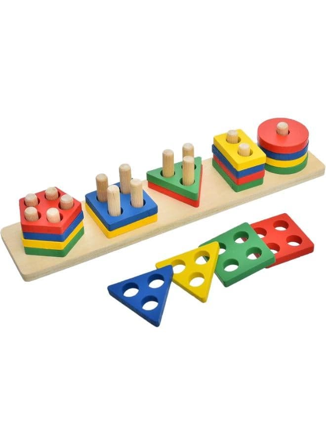 Colorful Wooden Learning Puzzle Toy Set Early Development Toys