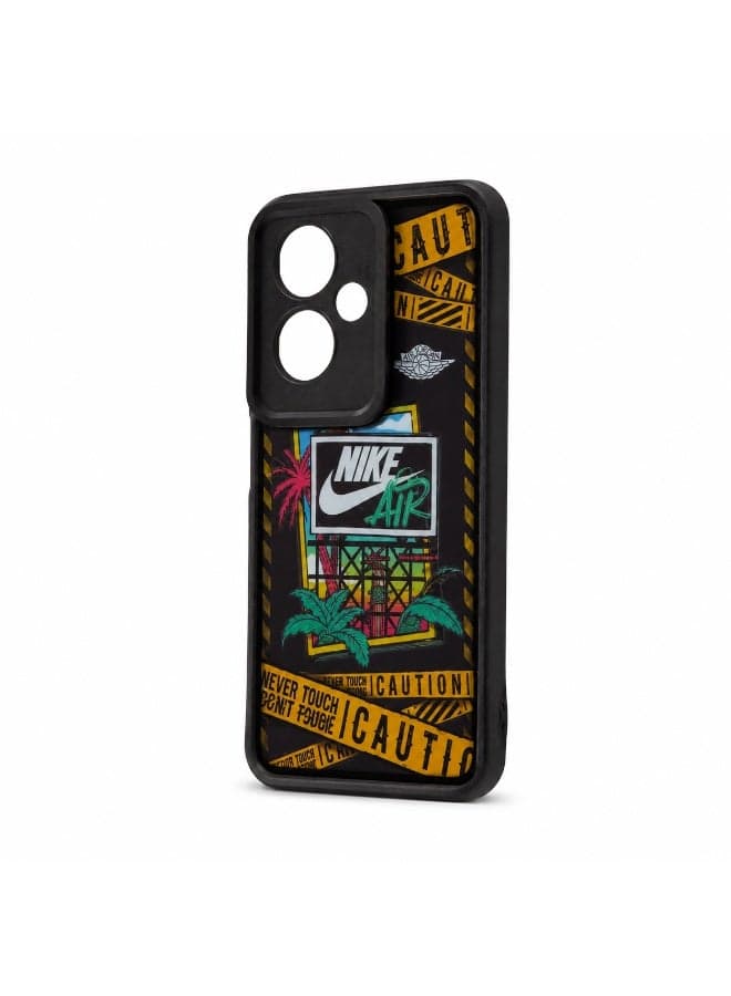 Protective Back Phone Case Cover for Oppo A79 5G TPU & Acrylic Printed Graphic Black - 1 Piece (٥)