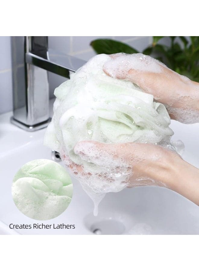 Loofah Sponge Shower Loofahs- Bath Sponges Mesh Balls 4 Colors for Body Scrubber Exfoliator Wash Back Scrubbers Bathroom Men Women 4 Pack Cleaning Bathing Accessories (٢)