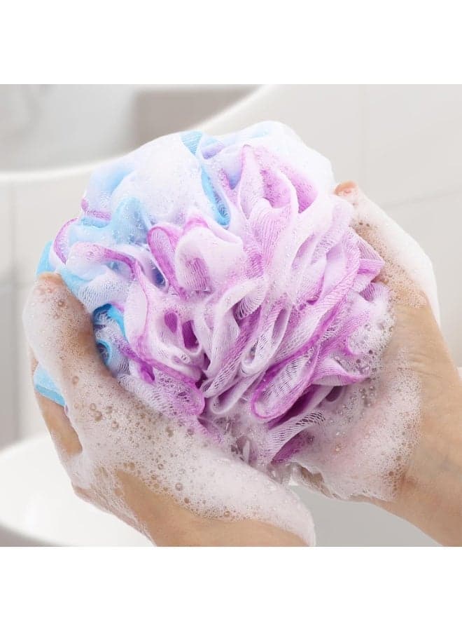 Loofah Sponge Shower Loofahs- Bath Sponges Mesh Balls 4 Colors for Body Scrubber Exfoliator Wash Back Scrubbers Bathroom Men Women 4 Pack Cleaning Bathing Accessories (٧)