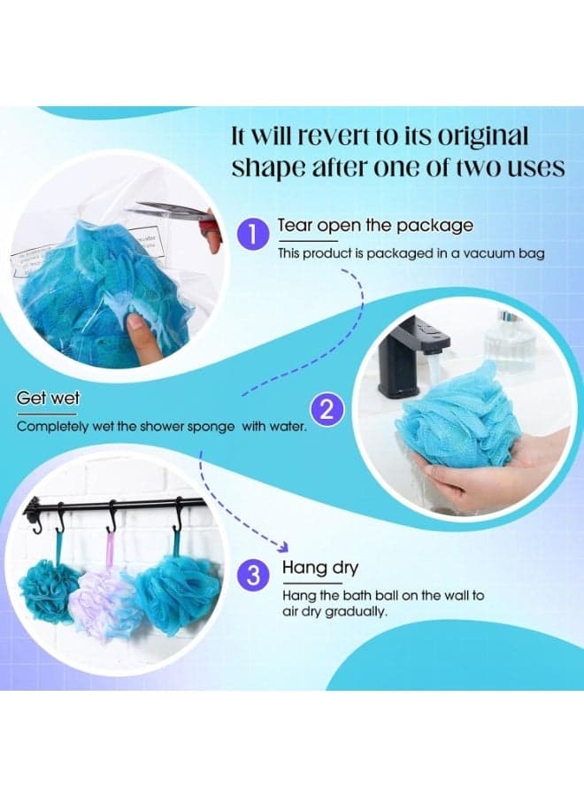 Loofah Sponge Shower Loofahs- Bath Sponges Mesh Balls 4 Colors for Body Scrubber Exfoliator Wash Back Scrubbers Bathroom Men Women 4 Pack Cleaning Bathing Accessories (٦)