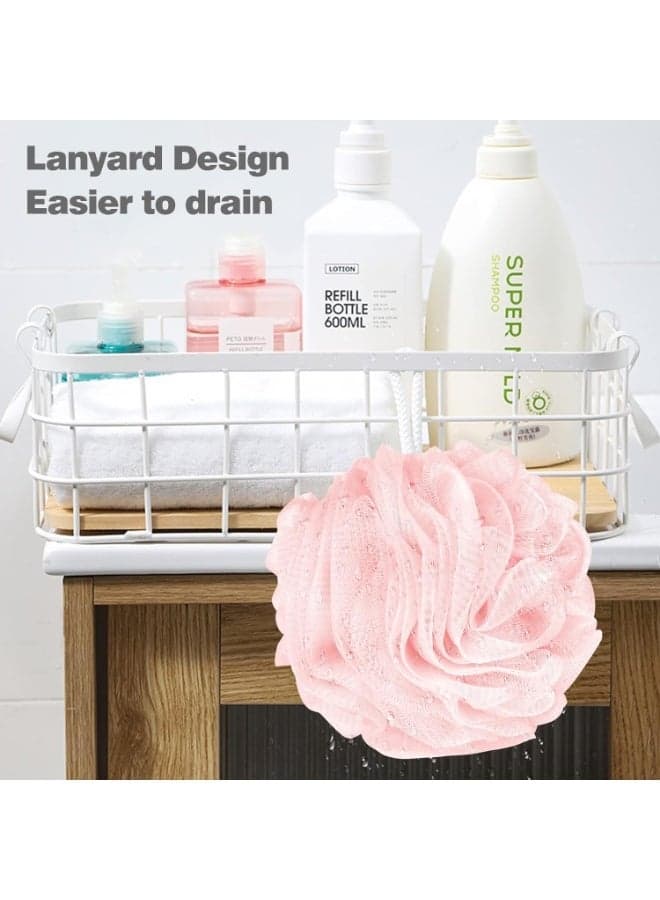 Loofah Sponge Shower Loofahs- Bath Sponges Mesh Balls 4 Colors for Body Scrubber Exfoliator Wash Back Scrubbers Bathroom Men Women 4 Pack Cleaning Bathing Accessories (٥)