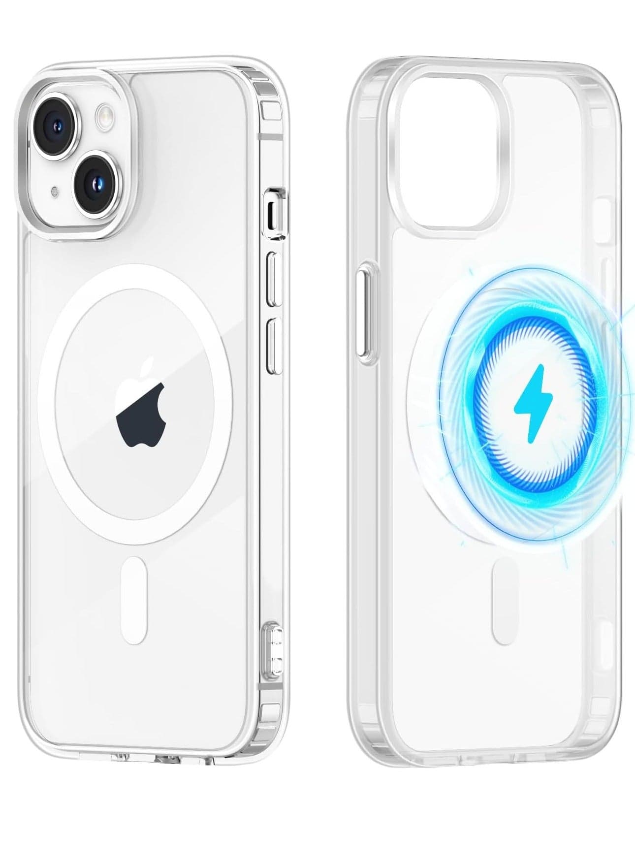 Magnetic Case for iPhone 15 Plus 6.7 inches, Transparent Case Compatible with MagSafe, Ultra Thin TPU Silicone + PC Protective Cover Anti-Shock Anti-Scratch Bumper Case for iPhone 15 Plus