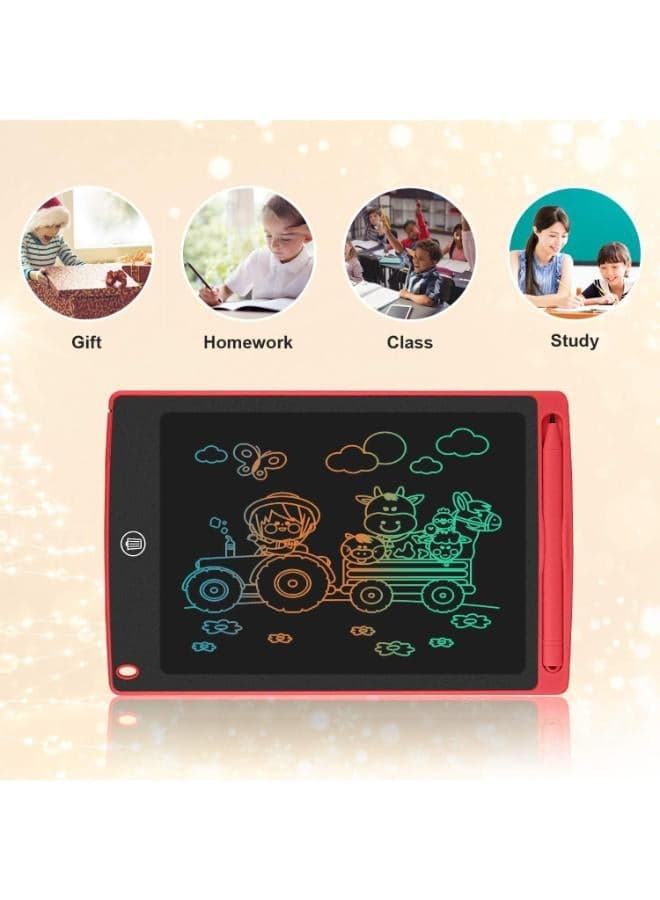 NEWYES 8.5 Inch Colorful LCD Writing Tablet- Electronic Writing Doodle pad Drawing Board Gifts for Kids Office Writing Board - Erase Button Lock Included (red) Blackboards & Whiteboards (٢)