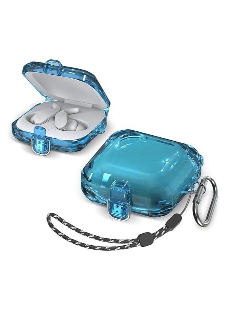 Protective Case Compatible with Secure Lock for Bets Fit Pro Headphones Protective Case Only Headphones Not Included Clear Shock Absorbing Hard PC Cover Accessories with Keychain/Lanyard (Blue)