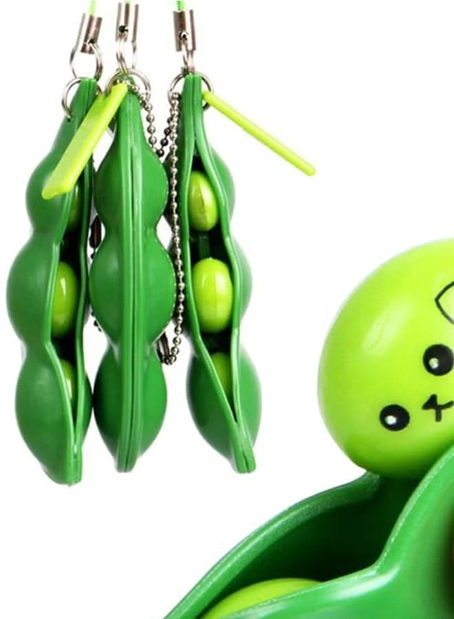 Pea Shape Squishy Toy With Cute Facial Expressions Good Stress Buster For Kids And Adults 2.95x0.83x0.59inch (٣)
