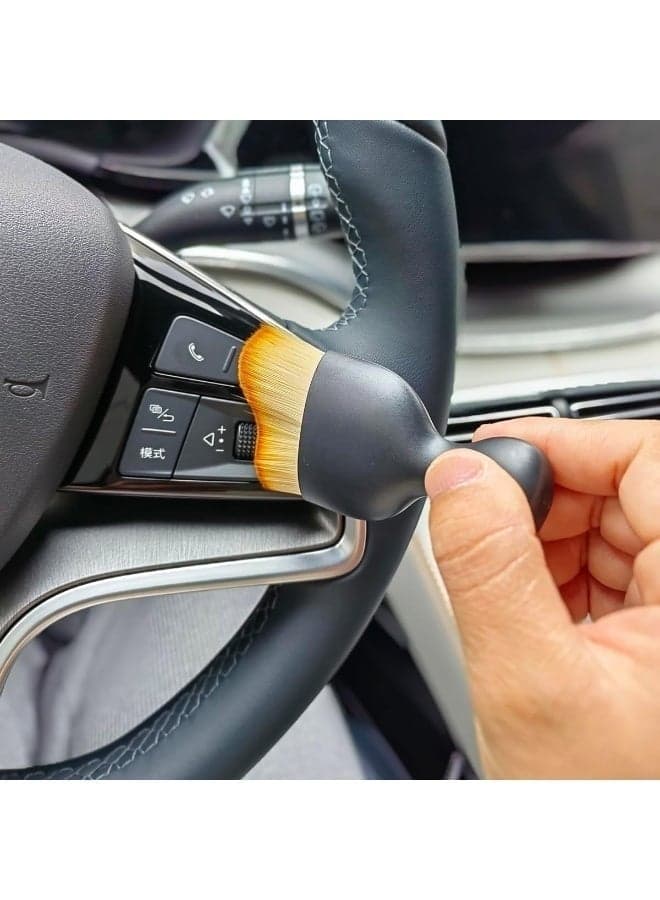 Multi-Use Car Interior Dusting Brush – Soft Bristle Cleaning Tool for Dashboard, AC Vents, Leather Seats, Electronics and Household Dust Removal-2pcs Car Detailing Brushes (8)