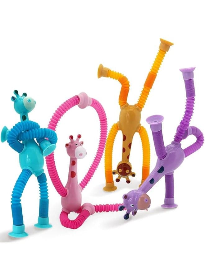 Led Telescopic Suction Cup Giraffe Toy (Set Of 4) Pop It