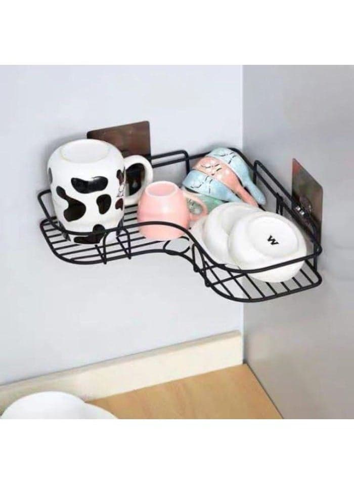 1 Piece Shower Organizer, Bathroom Shelves for Shower Corner, No-Drilling Bathroom Shelf for Shower Storage, Metal Shower Shelf (Black), 1 Piece Bathroom Storage & Organisation (٦)