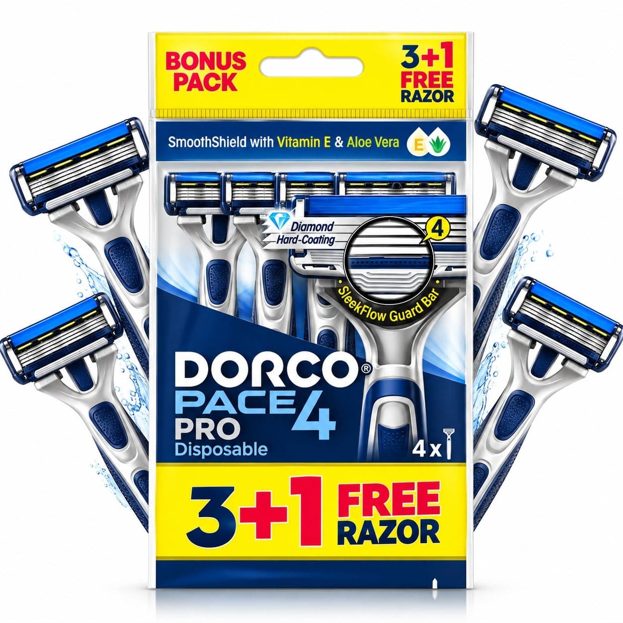 Pace 4 - Disposable 4 Razor Blades 3+1Free