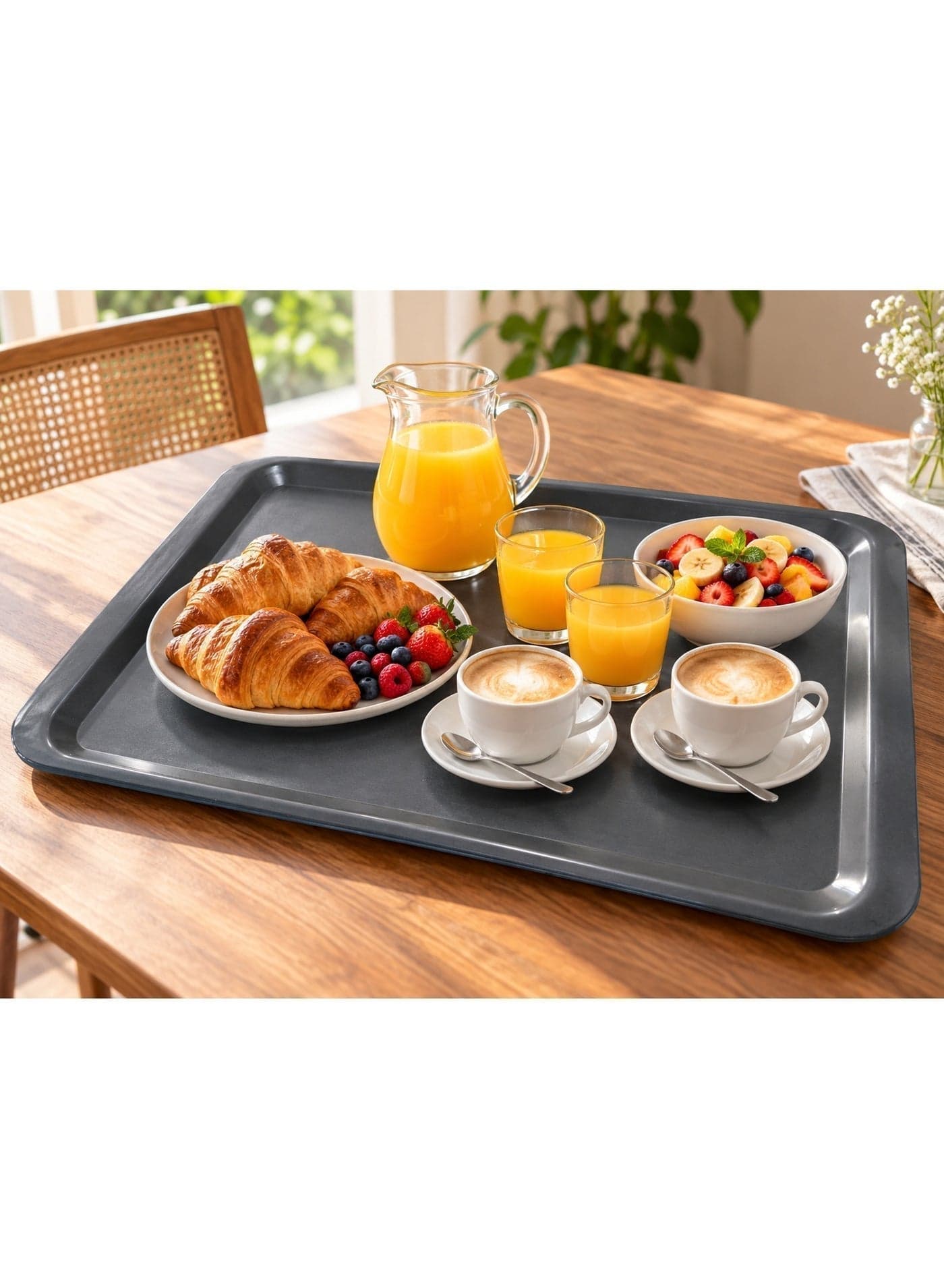 Large non-slip plastic serving tray – Serving tray for restaurants, cafes, and kitchens – Multicolor – Code 615 (8)