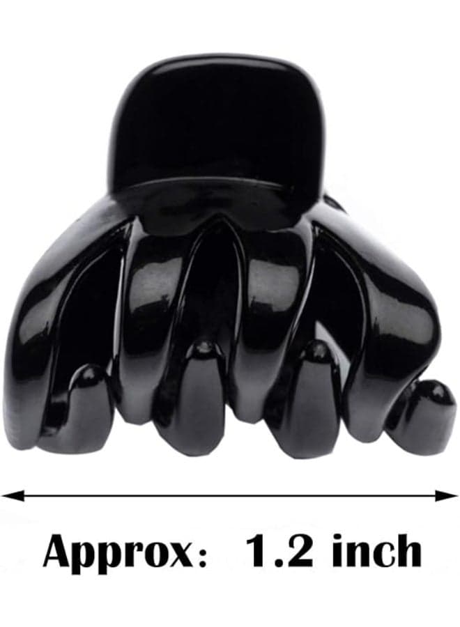 12-piece mini hair clip set. Durable plastic hair clips with a professional design for perfect hold and stylish everyday styling. Glossy black finish. Elastics (3)