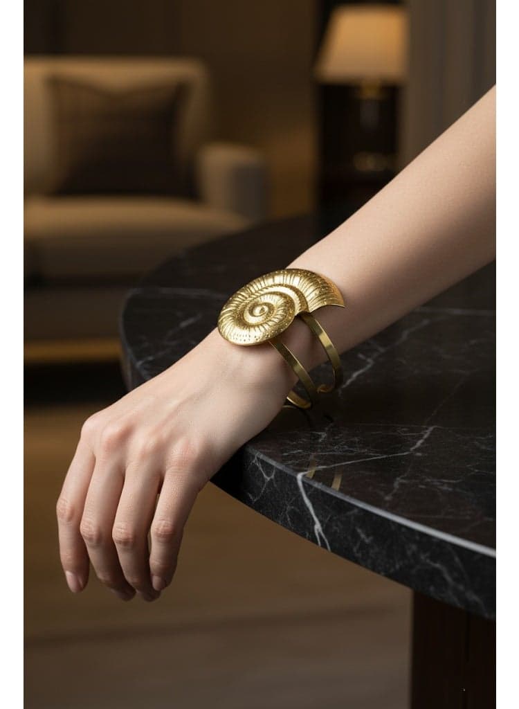 Plated Metal Bracelet with Spiral Shell Design Women's Bracelets & Bangles