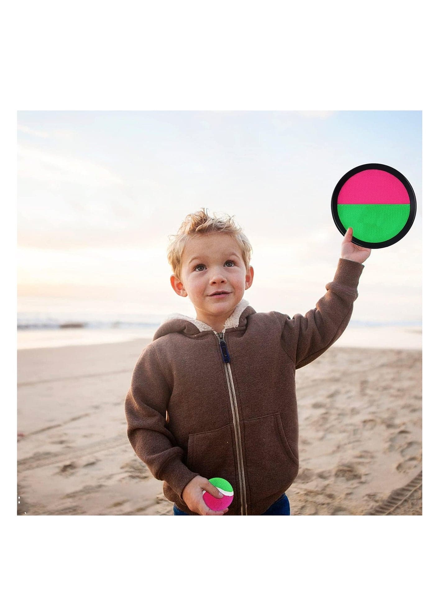 Velcro Ball Game, Balls Set with 2 Paddles and 1 for Kids, Throw and Catch, for Outdoor Use, Multicolor Building Sets (٣)