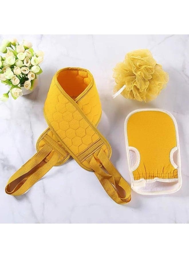 The 3-in-1 complete bathing set for exfoliating and smoothing the body, containing a Moroccan exfoliating glove, foaming sponge, and back scrubber, is designed to remove dead skin cells and stimulate blood circulation. Suitable for all skin types, it's the perfect bathing accessory for massaging and cleaning hard-to-reach areas for both men and women. Loofahs, Sponges & Poufs (10)