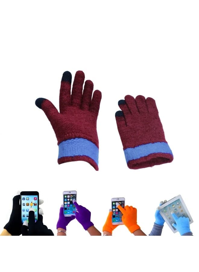 Mobile touch fingers wool winter gloves Women's Gloves & Mittens (٢)