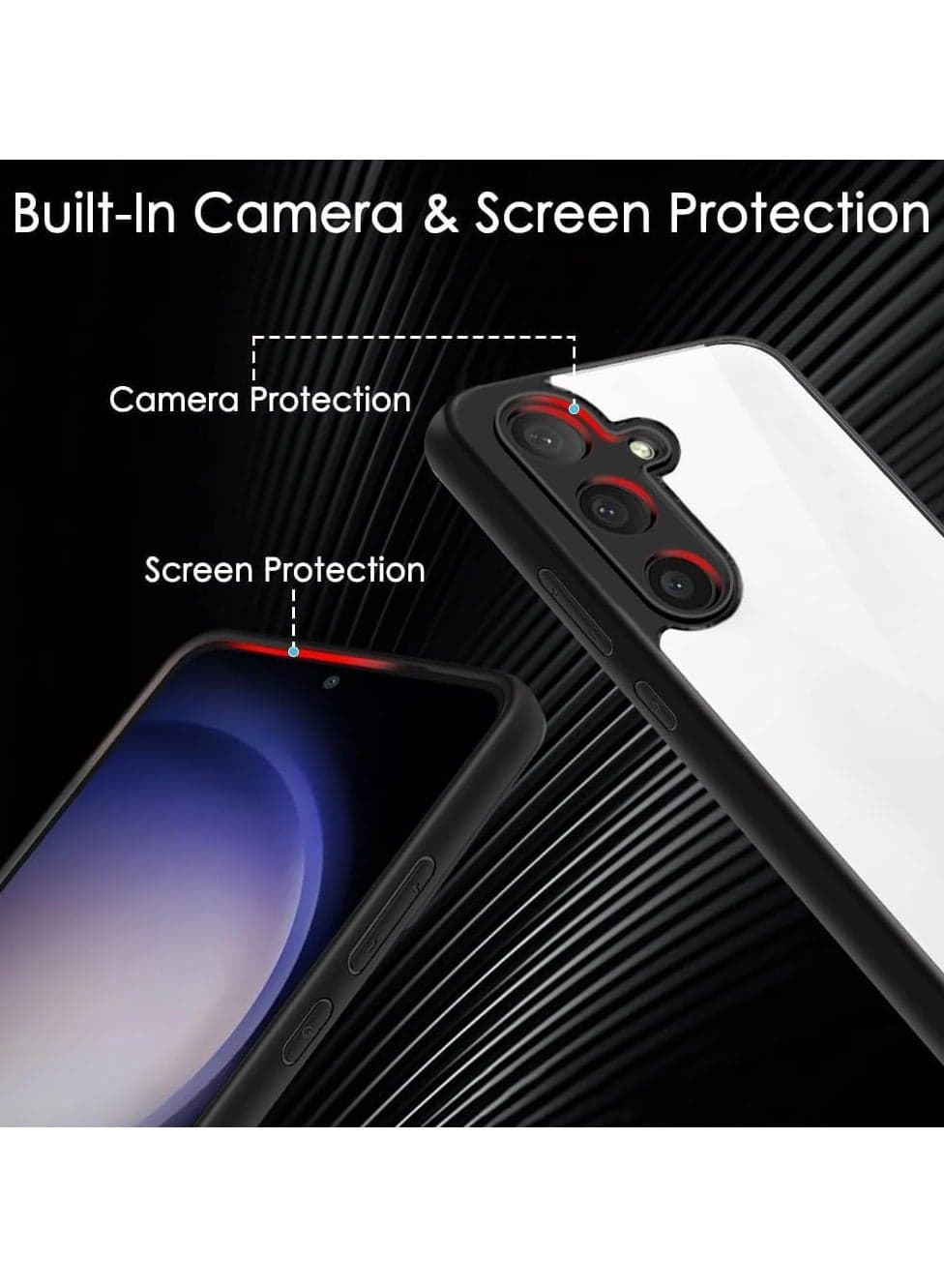 Case Cover Shockproof Hard PC Back Soft TPU Frame Anti-yellowing Slim Protective Cover Compatible with Samsung Galaxy A35 (Clear) (٤)