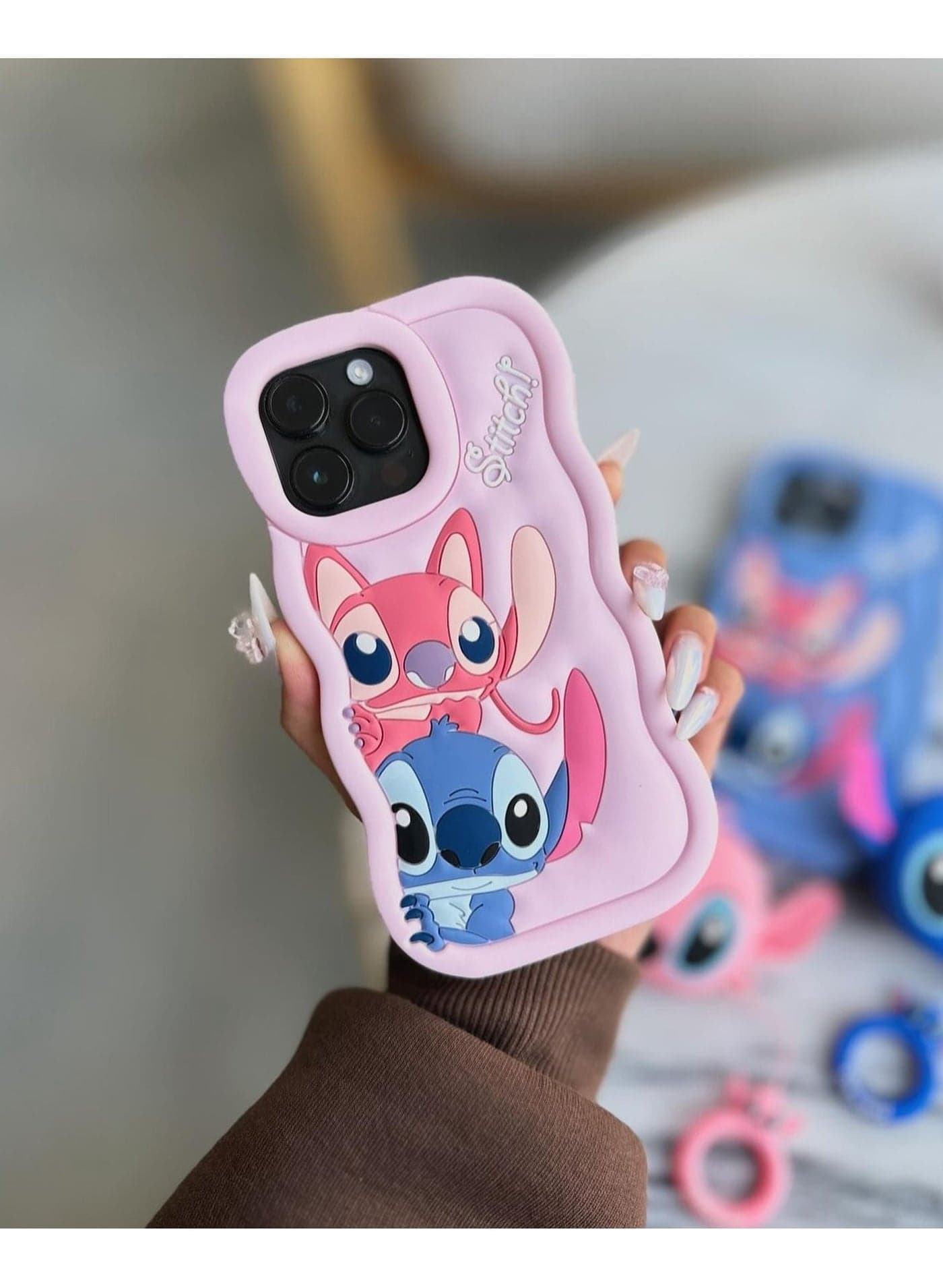 Lilo and Stitch Cartoon 3D Wavy Soft Silicone Phone Case for Oppo A79 5G (Grey) (6)