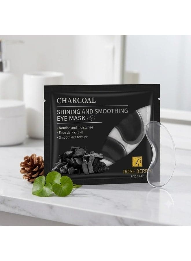 Rose Berry Korean Charcoal Under Eye Mask – Detoxifying & Brightening Hydrogel Patches for Dark Circles Eye Care Masks