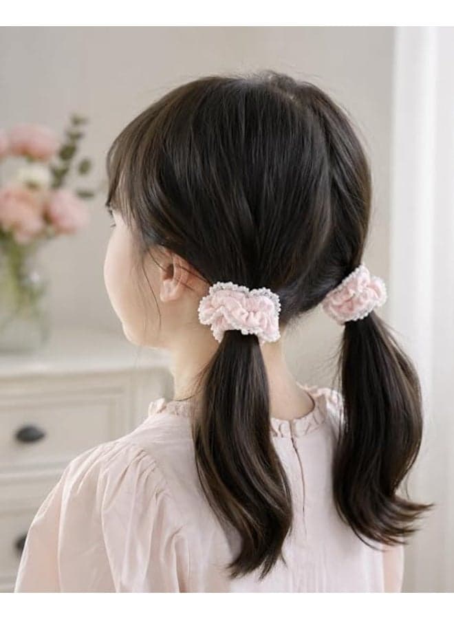 First Choice Fabric Hair Tie Trimmed with Soft Lace Edges – Elastic Hair Tie for Children and Girls (School & Special Occasions) – Single Piece (Assorted Colors) Girls' Hair Accessories (٣)