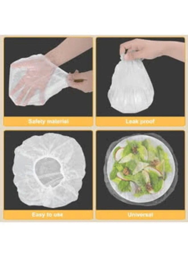 200pcs Fresh Keeping Food Bags, Reusable Flexible Plastic Lids for Food Storage Food Containers (٤)