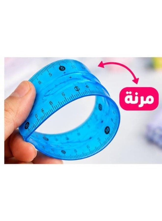 20 cm flexible ruler in multiple colors and shapes – for measuring, drawing, and school or office use Math Materials (٤)