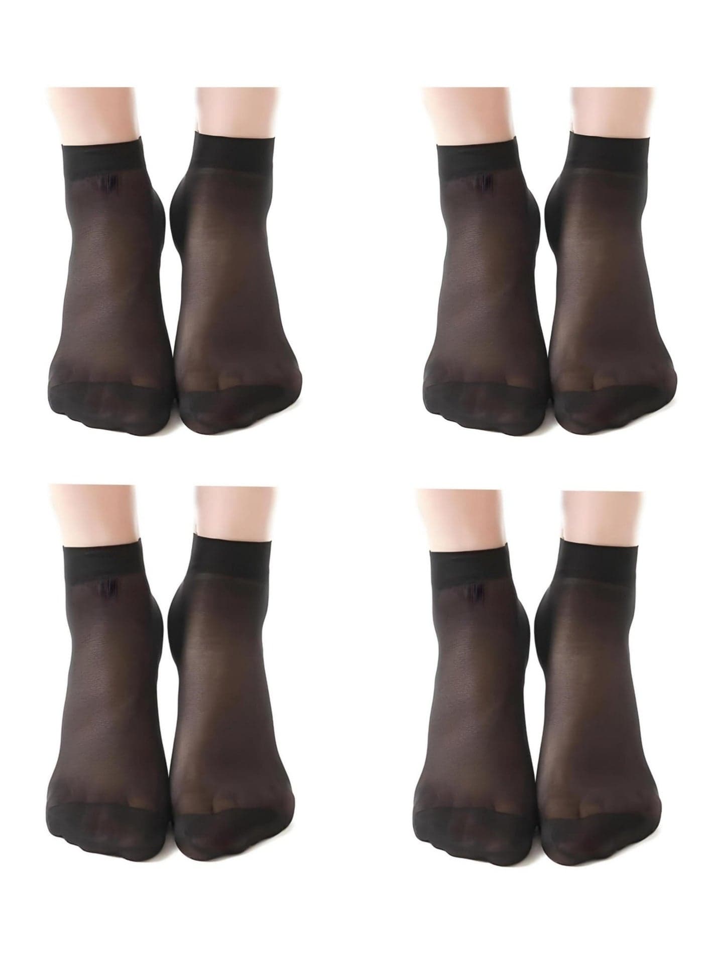 Set of 4 Pairs of transparent ankle high nylon voile hijab socks Women's Socks