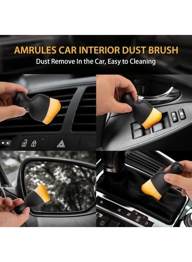 Multi-Use Car Interior Dusting Brush – Soft Bristle Cleaning Tool for Dashboard, AC Vents, Leather Seats, Electronics and Household Dust Removal-2pcs Car Detailing Brushes (10)