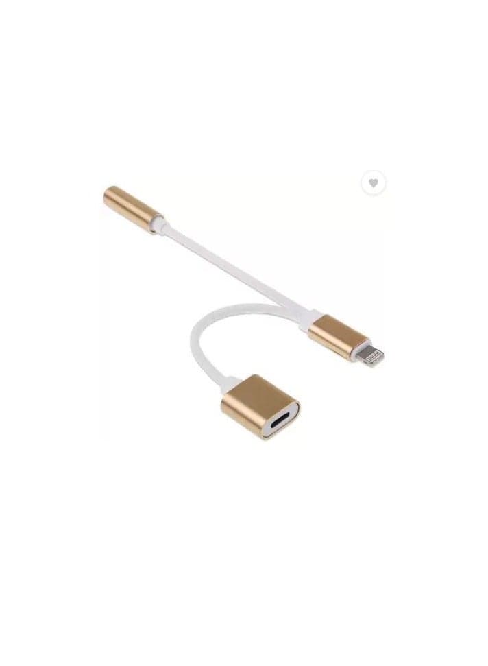 2-In-1 Lightning Adapter With Dual Lightning Audio And Charging Splitter Cable Gold Camera Batteries & Chargers