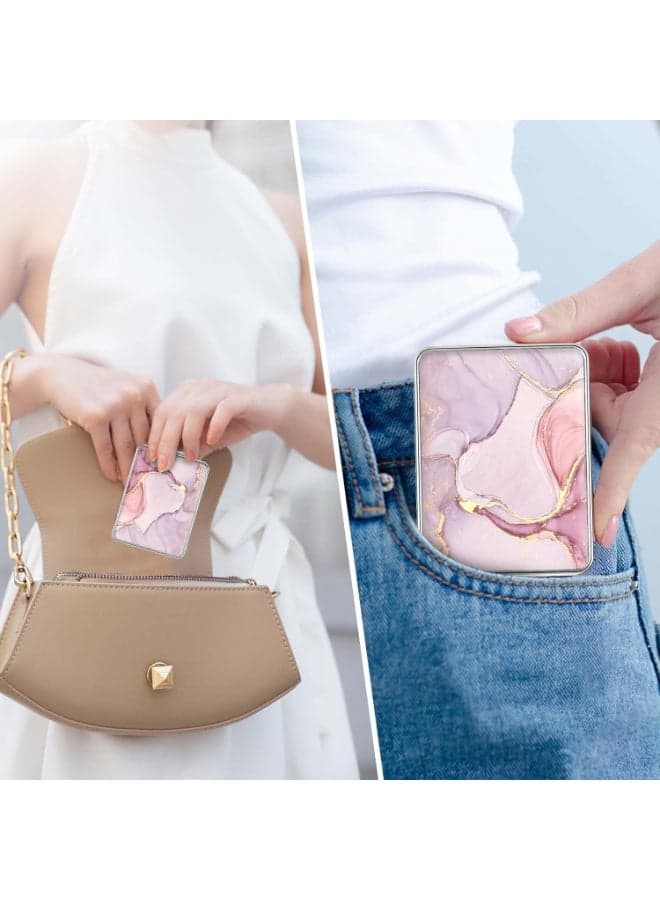 Elegant Compact Vanity Mirror - Double-Sided 1X/2X Magnifying Foldable Cosmetic Mirror | Portable Travel Makeup Mirror for Handbag, Purse, Pocket, and Wallet | Stylish PU Leather Small Mirror for Daily Beauty, Work, Business & Travel for Men and Women (٦)