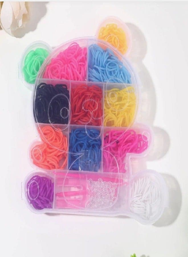Gifting Circle Loom Rubber Band Kit for DIY Crafts, 12 Colored Loom Band Set with Panda Design Case