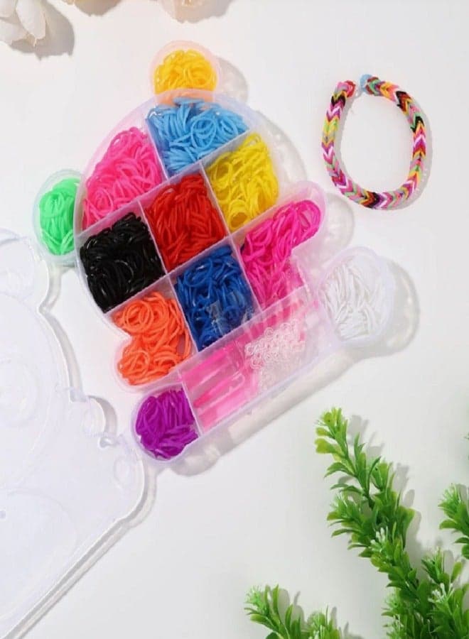 Gifting Circle Loom Rubber Band Kit for DIY Crafts, 12 Colored Loom Band Set with Panda Design Case (٢)