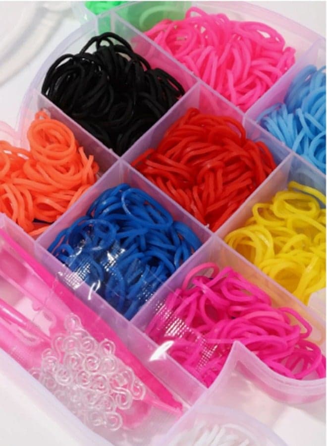 Gifting Circle Loom Rubber Band Kit for DIY Crafts, 12 Colored Loom Band Set with Panda Design Case (٦)