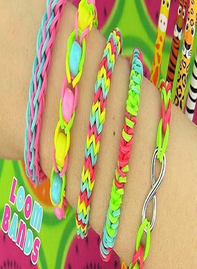Gifting Circle Loom Rubber Band Kit for DIY Crafts, 12 Colored Loom Band Set with Panda Design Case (٤)