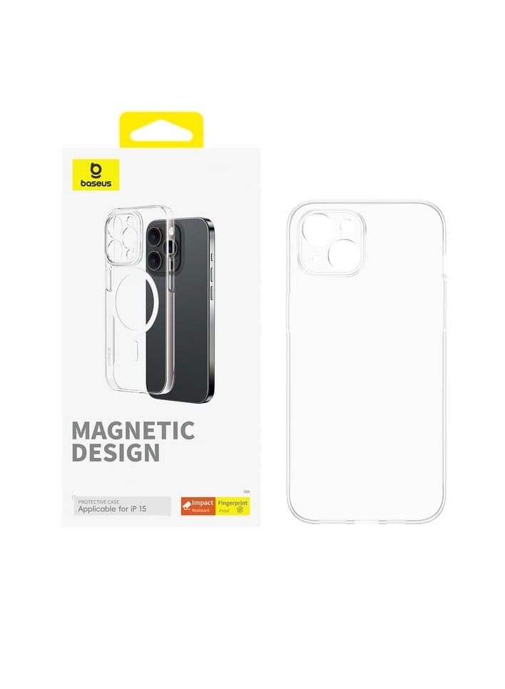OS-Baseus Lucent Series Magnetic Phone Case for iP 15, Clear Cases & Covers