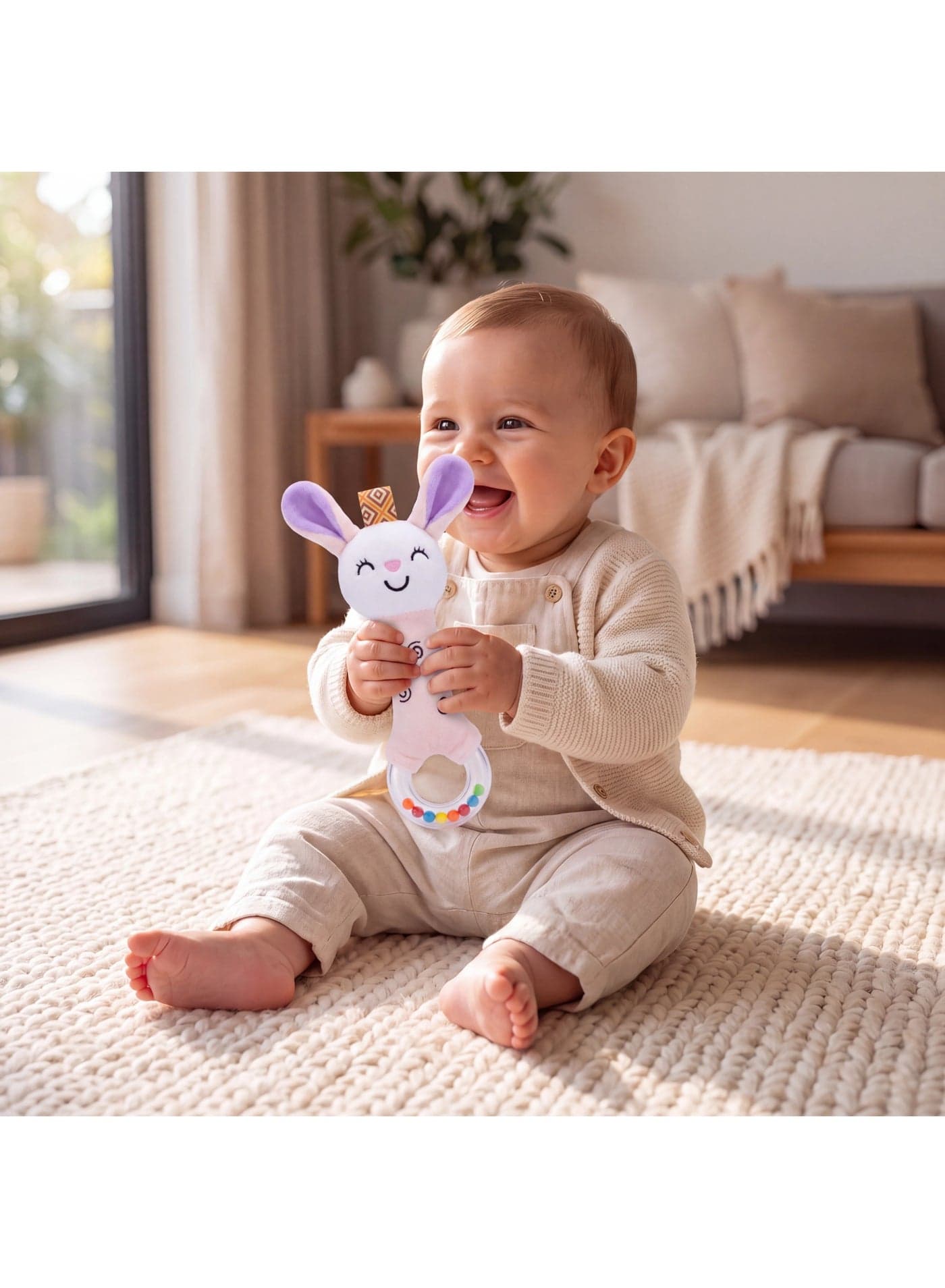 Baby Rattle and Squeak Toy – Soft Plush Developmental Sensory Toy for Newborns and Infants 0-12 Months, 18 cm (4)