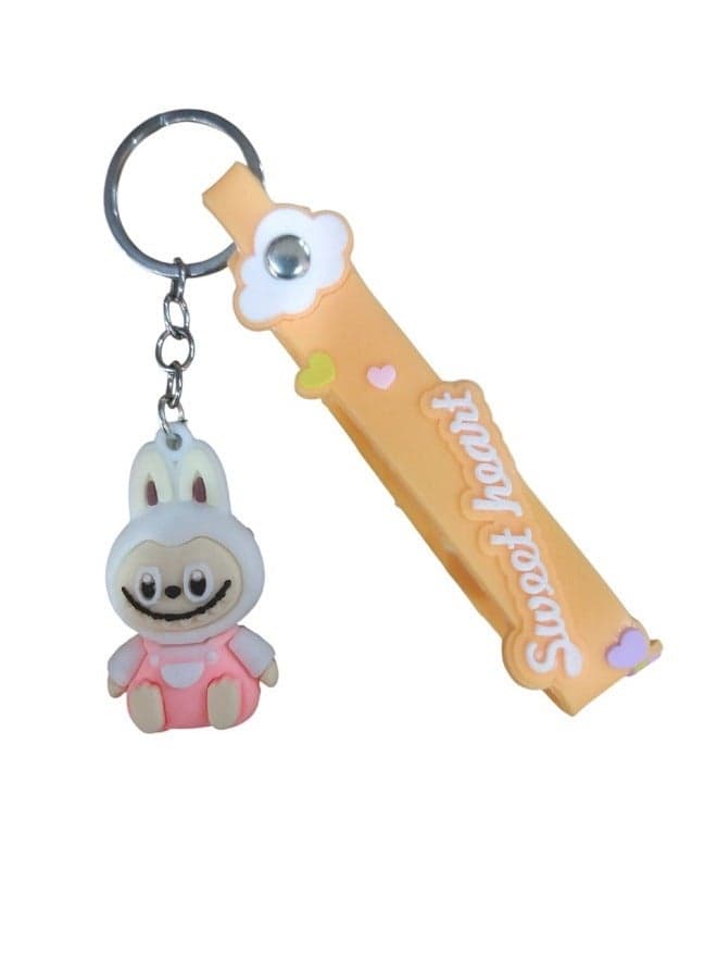 Labubu Toy Keychain Cartoon 3D Plastic Lovely Keychain (Assorted Color) Key Chains