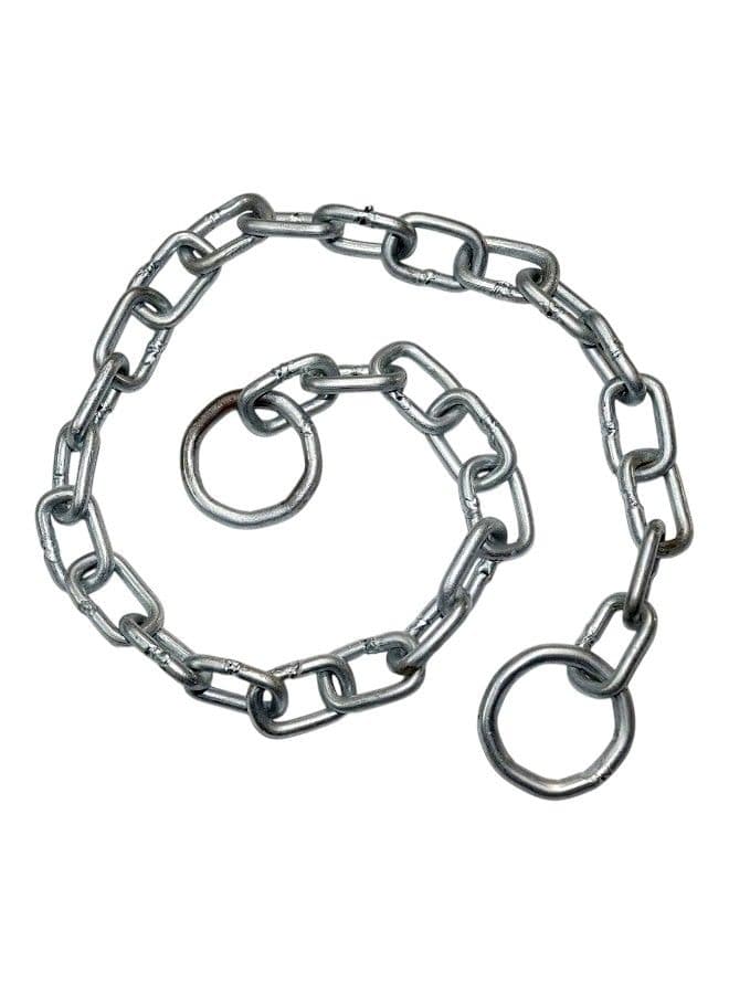 Universal Round Link Steel Chain for Tethering and Hanging 100 cm - Heavy Duty Metal Chain with O-Rings Building Supplies (٢)