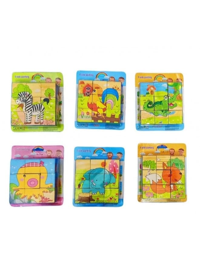 9 Pieces Jungle Animals Cube Puzzle - Rooster Puzzle - Multicolor (3)